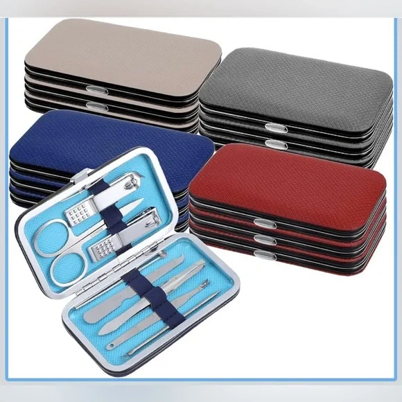 Stainless Steel Manicure/PedicureSet - Assorted Colors (Red, Blue, Gray, Tan) - Picture 1 of 3